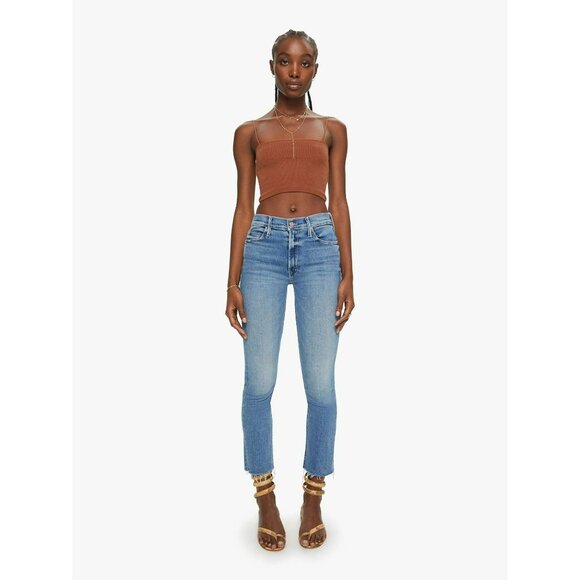 MOTHER The Mid Rise Dazzler Ankle Fray Hem Jeans Riding the Cliffside Light Wash - Picture 1 of 13